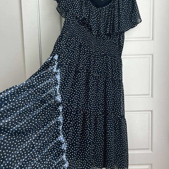 Danny & Nicole Black and White Polka Dot Midi Dress - Picture 2 of 3